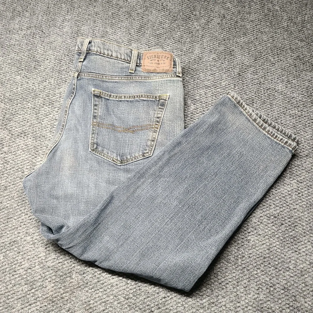 Y2k Levi Strauss Signature Jeans Mens 40x30 Blue Athletic Fit Denim Light Wash